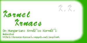 kornel krnacs business card